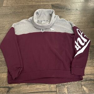 Pink Victoria's Secret Maroon and‎ Gray Sweatshirt large